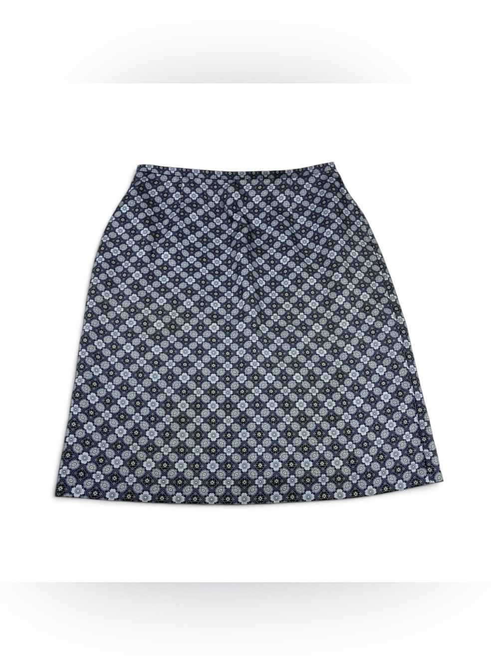 Ann Taylor Silk Pencil Skirt Geo Tile Print Classic Workwear Preppy Comfort 6P
